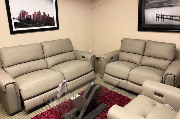BRUSSELS ELECTRIC RECLINER 3 SEATER AND 2 SEATER TAUPE £2399 (SWANSEA SUPERSTORE)