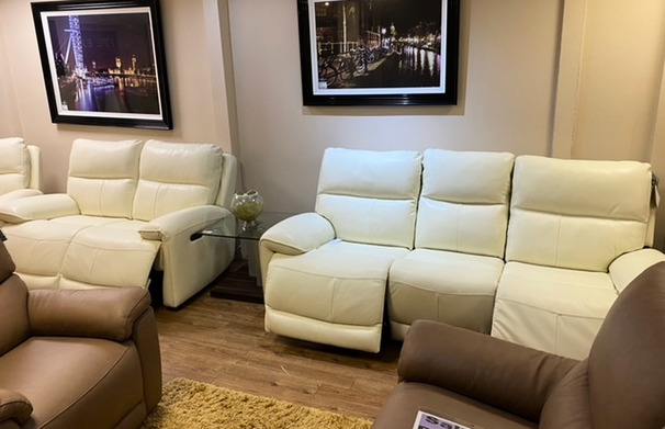 ADELAIDE ELECTRIC RECLINER 3 SEATER AND 2 SEATER LIGHT CREAM £1499 (SWANSEA SUPERSTORE)