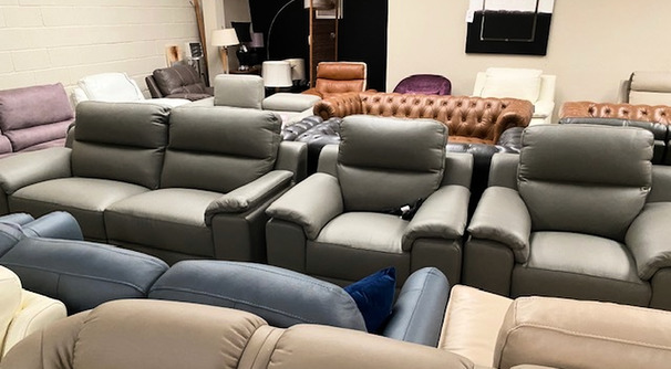 RIMINI 3 SEATER,  CHAIR AND ELECTRIC RECLINER CHAIR GREY £1999 (SWANSEA SUPERSTORE)