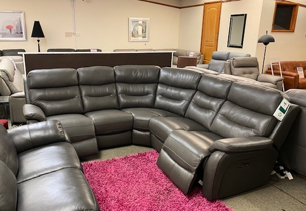 MELTON DOUBLE ELECTRIC RECLINER CORNER SUITE DARK GREY £1799 (SWANSEA SUPERSTORE)