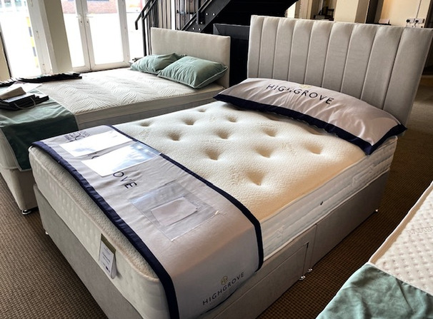 CHATSWORTH DOUBLE MATRESS BASE WITH DRAWS AND HEADBOARD GREY £499 (SWANSEA BED SUPERSTORE)