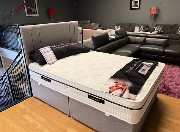 SAVOY 1000 MATTRESS BASE AND HEADBOARD GREY £499 (SWANSEA BED SUPERSTORE)