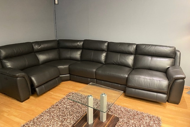 PARIS DOUBLE ELECTRIC RECLINER CORNER SUITE £1999 DARK GREY (SWANSEA SUPERSTORE)