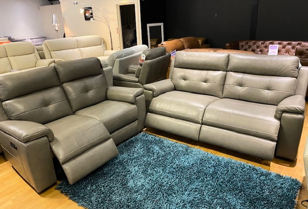 FORSTER ELECTRIC RECLINER 3 SEATER AND 2 SEATER MID GREY £1499 (SWANSEA SUPERSTORE)