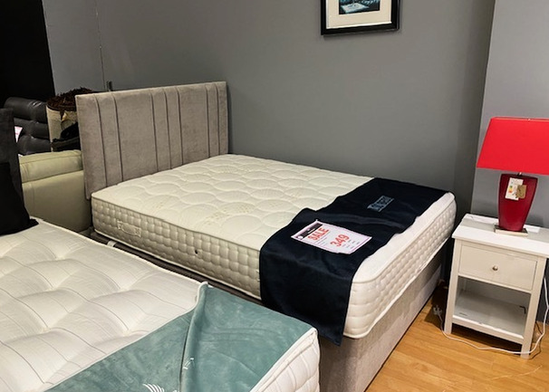 VERONA 1000 DOUBLE MATTRESS- BASE AND HEADBOARD GREY £499 (SWANSEA BED SUPERSTORE)