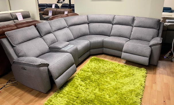 BLAINE DOUBLE ELECTRIC RECLINER CORNER SUITE WITH DRINKS CHARGER GREY £1799 (SWANSEA SUPERSTORE)