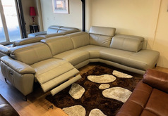 SANTOS electric recliner corner suite grey £1999 (SWANSEA SUPERSTORE) - Click for more details