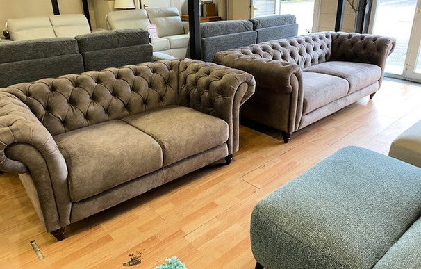 CHESTERFIELD 3 SEATER AND 2 SEATER MINK £1099 ( SWANSEA SUPERSTORE)