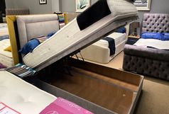 LUXURY SMALL DOUBLE OTTOMAN BED FRAME AND FLOOR HEADBOARD AND POCKET SPRUNG ASLA MATTRESS £799 (SWANSEA BED SUPERTSORE) - Click for more details