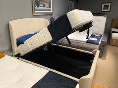 BLAINE DOUBLE OTTOMAN BED FRAME CREAM AND POCKET SPRUNG NATURELLE MATTRESS £799 (SWANSEA BED SUPERSTORE) - Click for more details