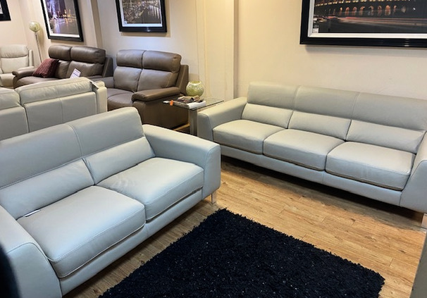 BARI LARGE SOFA AND 2 SEATER STONE GREY £2999 (SWANSEA SUPERSTORE)