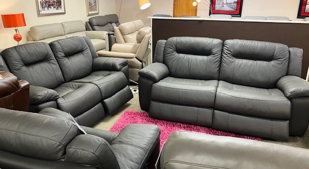 LYDSTEP ELECTRIC RECLINER 3 SEATER AND 2 SEATER DARK GREY £2799 (SWANSEA SUPERSTORE)