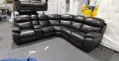 BARCELONA DOUBLE ELECTRIC RECLINER CORNER SUITE WITH DRINKS HOLDER DARK GREY £1999 (SWANSEA SUPERSTORE) - Click for more details