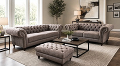 YORK CHESTERFIELD 3 SEATER AND 2 SEATER MINK VELVET £999 (SWANSEA SUPERSTORE) - Click for more details