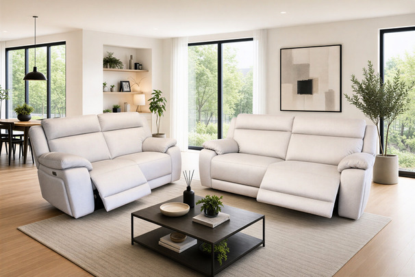 INDIGO ELECTRIC RECLINER 3 SEATER AND 2 SEATER BEIGE £999 (SWANSEA SUPERSTORE)