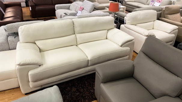 BRUN 3 SEATER, CHAIR AND STOOL- OFF WHITE £2499 (SWANSEA SUPERSTORE)