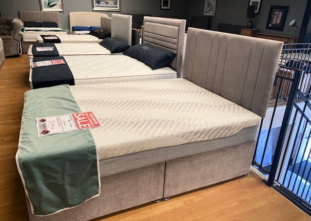 SHIRE MATTRESS- DIVAN BASE AND HB GREY £299 (SWANSEA BED SUPERSTORE)