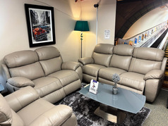 BARCELONA DOUBLE ELECTRIC  RECLINER 3 SEATER AND 2 SEATER IN NOUGAT £2499 (SWANSEA SUPERTSTORE) - Click for more details