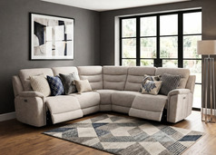 LONDON DOUBLE ELECTRIC RECLINER CORNER SUITE STONE GREY £999 - Click for more details