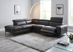 METZ ELECTRIC  RECLINER COIRNER SUITE DARK GREY £999 (SWANSEA SUPERSTORE) - Click for more details