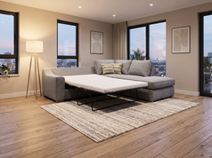 CORNER SOFA BED GREY FABRIC £799 (SWANSEA SUPERSTORE) - Click for more details