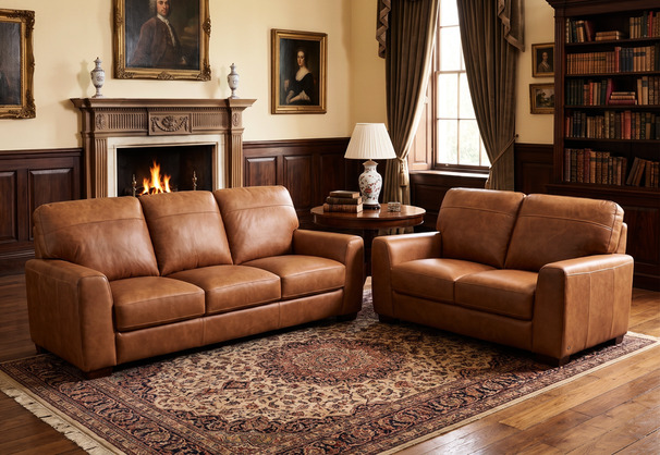 PORTO 3 SEATER AND 2 SEATER VINTAGE TAN £1799 (SWANSEA SUPERSTORE)
