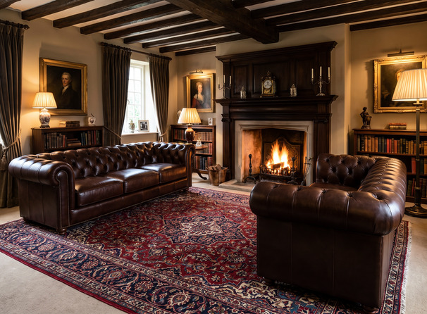 BLENHEIM CHESTERFIELD 3 SEATER AND 2 SEATER DARK RUST £2499  (SWANSEA SUPERSTORE)